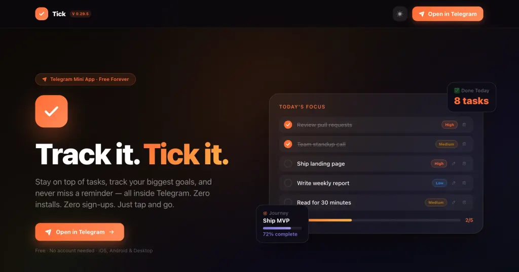 Screenshot of Tick